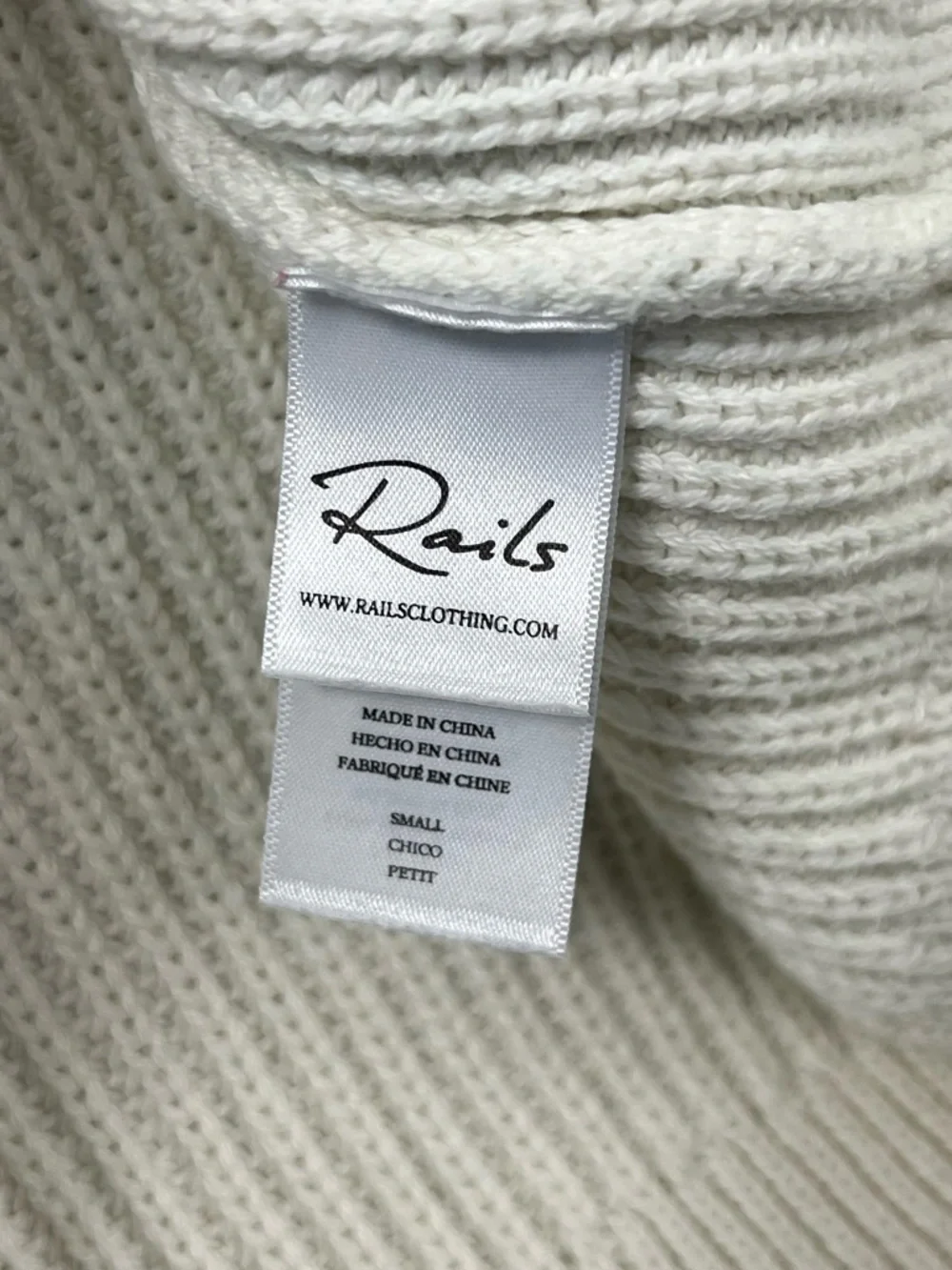 Rails Designer Chandler Classic Cotton/Cashmere Sweater Vest Cream Size Small